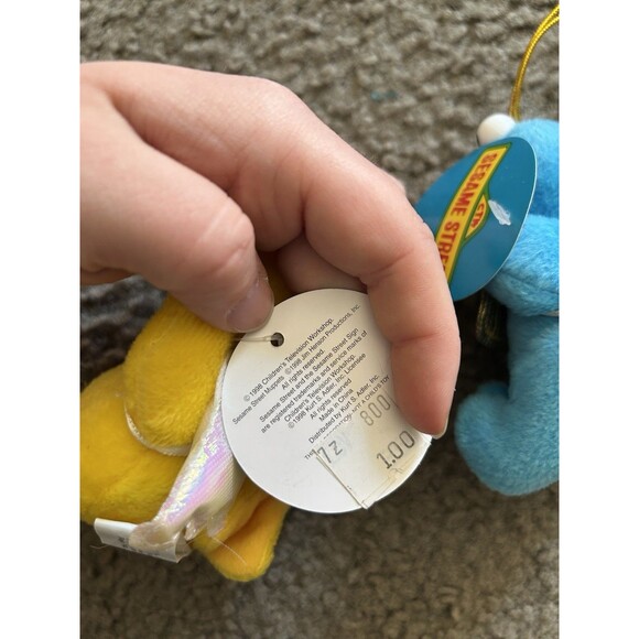 Vintage 1998 Sesame Street Cookie Monster & Big Bird Plush Ornament Angel Wings - Picture 8 of 8